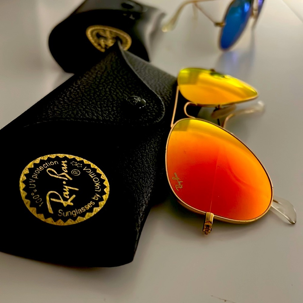 Orange-yellow Aviator Reflective RayBan